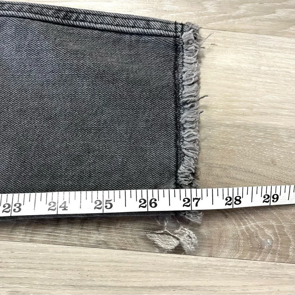 Good American Jeans Women's 4/27 Charcoal Black-Gray Skinny Raw Hem